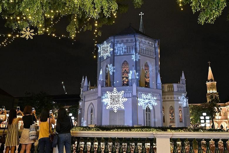 Christmas lights and celebrations are not just confined to Orchard Road. In the City Hall area, two of Singapore's iconic conserved buildings, Chijmes and Capitol Singapore, are displaying light projections, a giant globe and performances by silk aer