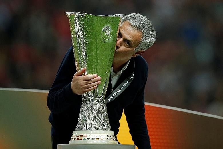 Jose Mourinho celebrating after winning the Europa League title in May last year, one of the higher notes of his 21/2-year Manchester United tenure.