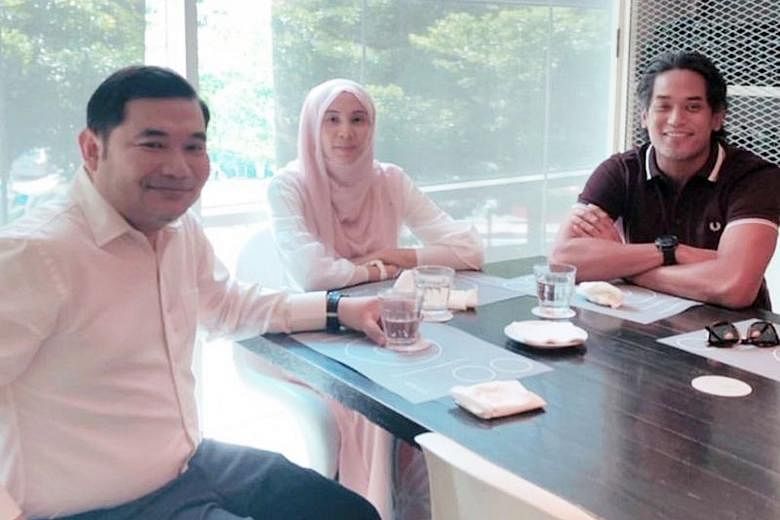 Mr Khairy Jamaluddin (at right) posted on his Instagram account a photo of his meeting with Mr Rafizi Ramli and Ms Nurul Izzah Anwar at a bistro in Bangsar. He took down the photo later.