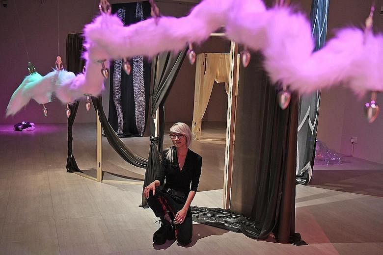 Artist Weixin Quek Chong's installation of silk twill, latex sheets and faux fur won the $20,000 Grand Prize last month. Hungarian artist Tibor Iski Kocsis' Luna 7-12 December 1972 (2014-2015), part of the Intriguing Uncertainties exhibition.