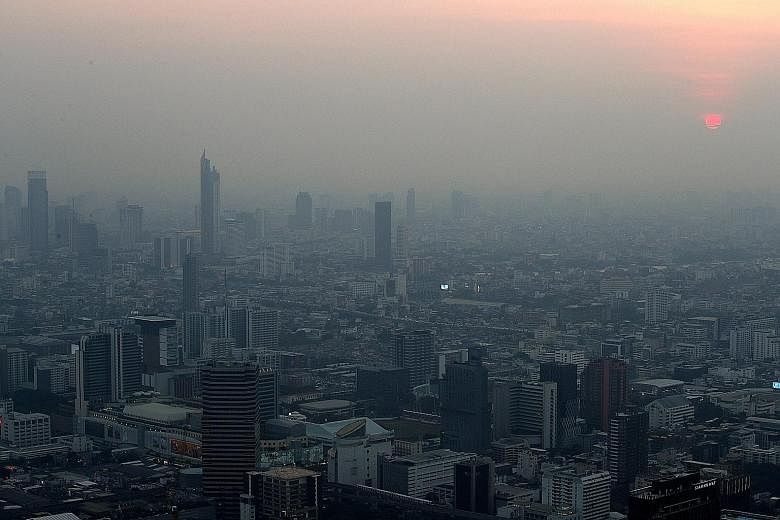 Bangkok was enveloped in a thick pollution haze yesterday, with the outlook set to worsen today, the authorities said. The amount of particulate matter in the air reached hazardous levels throughout the Thai capital yesterday morning, the Bangkok Met