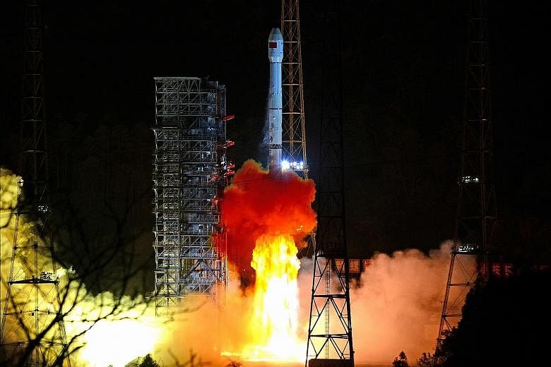 A Long March-3B rocket carrying the Chang'e-4 lunar probe taking off from Xichang Satellite Launch Centre in Sichuan province on Dec 8. The Chang'e-4 first entered a lunar orbit on Dec 12. No landing date has been disclosed.