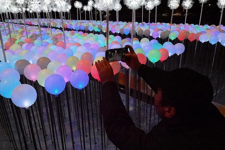 A New Year art installation comprising 2,019 illuminated balloons in front of the Presidential Office Building in Taipei. Taiwan is the focus of Chinese President Xi Jinping's first important, pre-announced public event of 2019. Mr Xi will give a maj