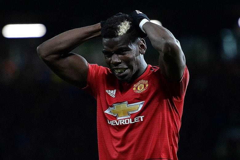 Paul Pogba scoring United's second goal past Bournemouth's Bosnian goalkeeper Asmir Begovic in their 4-1 win at Old Trafford on Sunday. He now has four goals in caretaker manager Ole Gunnar Solskjaer's first three games.