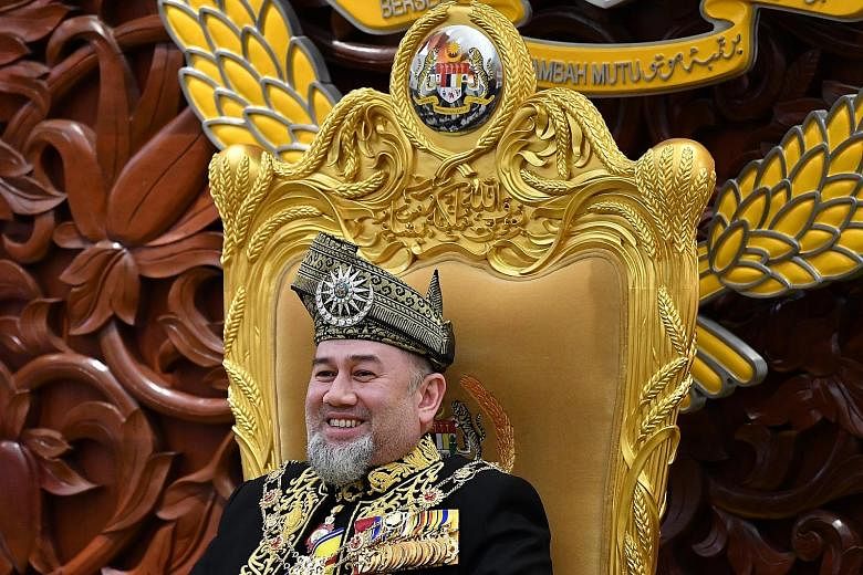 Sultan Muhammad V attending the opening ceremony of Malaysia's Parliament in Kuala Lumpur last July. It was reported earlier that the King had gone on leave from Nov 2 to rest "following treatment".