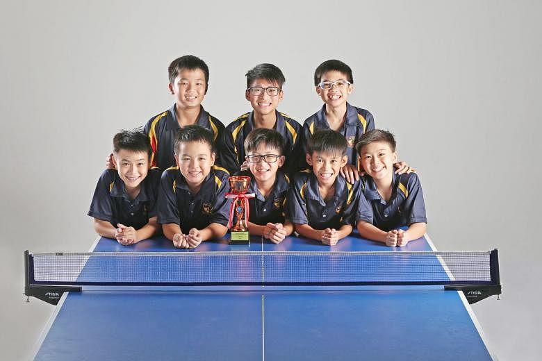 The ACS (Barker Road) C Division squad comprise (front row, from left): Silas Chua, Ryan Chong, Ethan Ong, Ryan Eng and Benjamin Wee, and (back row, from left) Ethan Chua, Ryan Tan and Seth Wong.