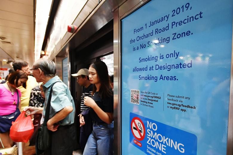 This year's Orchard Road smoking ban and increase of the minimum legal age for smoking from 18 to 19, and progressively to 21 by 2021, are among the Government's efforts to curb smoking.