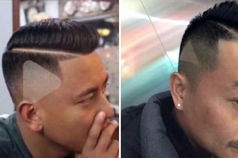 Social media posts showing the paused video clip featuring the preferred haircut (left) and the end-result.