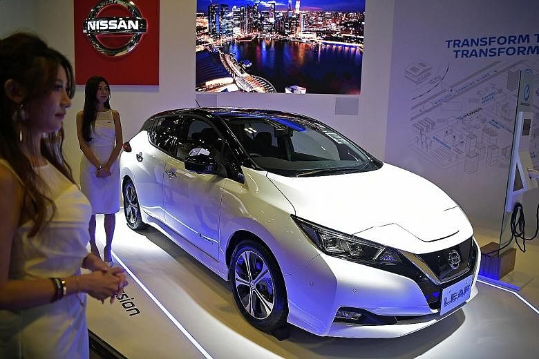 To kick off its move towards electric vehicles, the carmaker unveiled the battery-powered Leaf at the Singapore Motorshow yesterday.