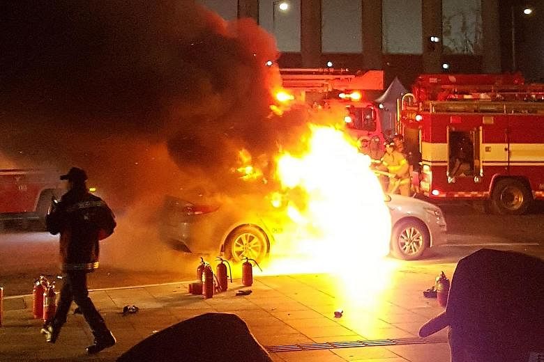 A taxi driver in South Korea died after setting himself on fire in his cab on Wednesday, the second such suicide in a month over the introduction of a ride-sharing service.