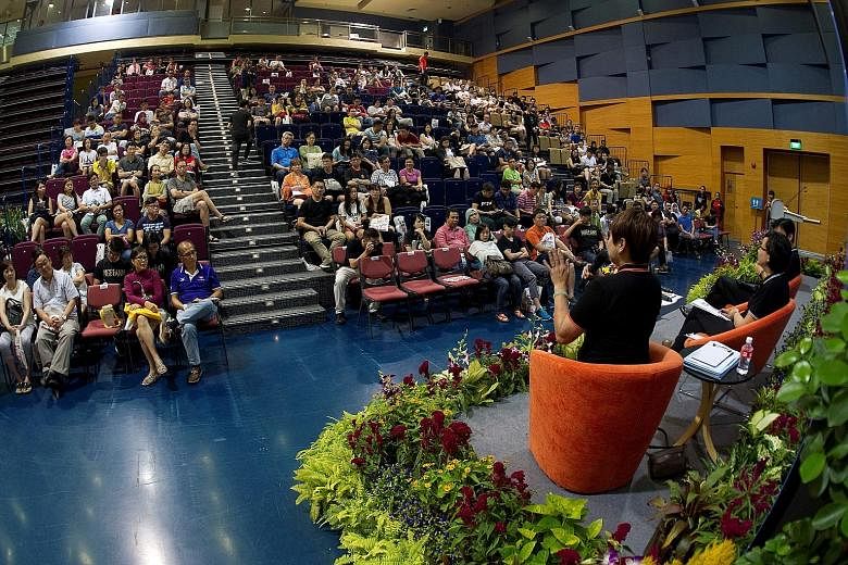 Parents at a forum catered for them at Ngee Ann Polytechnic last year. The poly, which is holding two such forums tomorrow, already has 500 sign-ups.