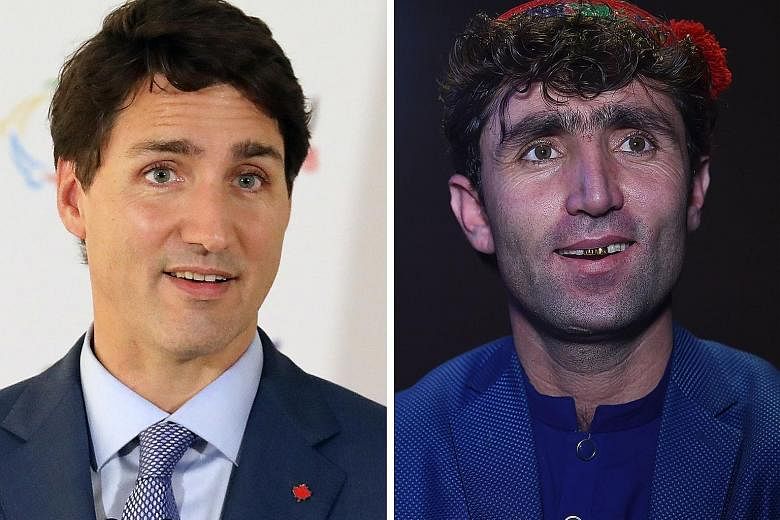 Composite photos of Canadian Prime Minister Justin Trudeau and Afghan wedding singer Abdul Salam Maftoon have drawn scores of comments on Facebook.