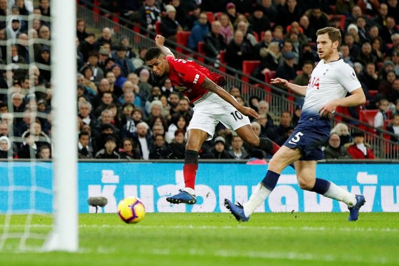 Marcus Rashford scoring the only goal of the match (left) on Sunday, after receiving a pin-point pass from Paul Pogba (below), who has been enjoying a rich vein of form under United's interim coach Ole Gunnar Solskjaer.