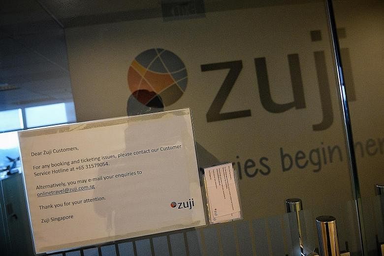 The only trace of Zuji's presence when The Straits Times visited its office yesterday was a note to its customers posted on the door. The Singapore Tourism Board said Zuji's licence lapsed on Dec 31 last year, and it can no longer provide travel prod