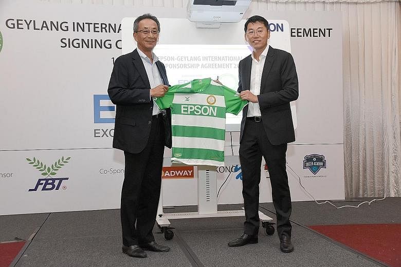 Japanese electronics company Epson has announced that it will sponsor Singapore Premier League football club Geylang International for a fourth consecutive year. The parties, led by Epson Singapore managing director Toshimitsu Tanaka (far left) and G