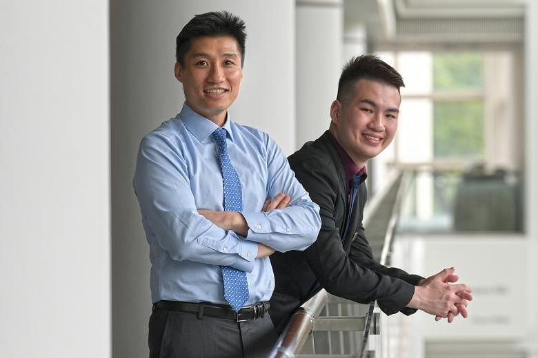 Adjunct Associate Professor Tan Heng Hao (left) and physiotherapist Yap Thian Yong both received the Superstar Award on Tuesday, the highest accolade among the Singapore Health Quality Service Awards.