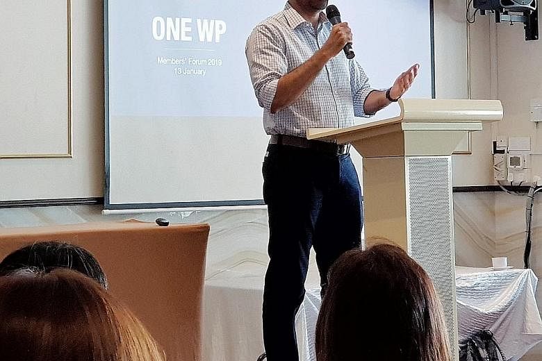 Workers' Party secretary-general Pritam Singh speaking at the WP members' forum last Sunday, where he laid out the goal for the party to contest and win one-third of the seats in Parliament in the medium term.