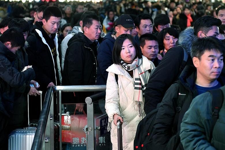 The Jinan train station in eastern China's Shandong province seeing its first peak passenger volume last Thursday before the Spring Festival travel rush begins.