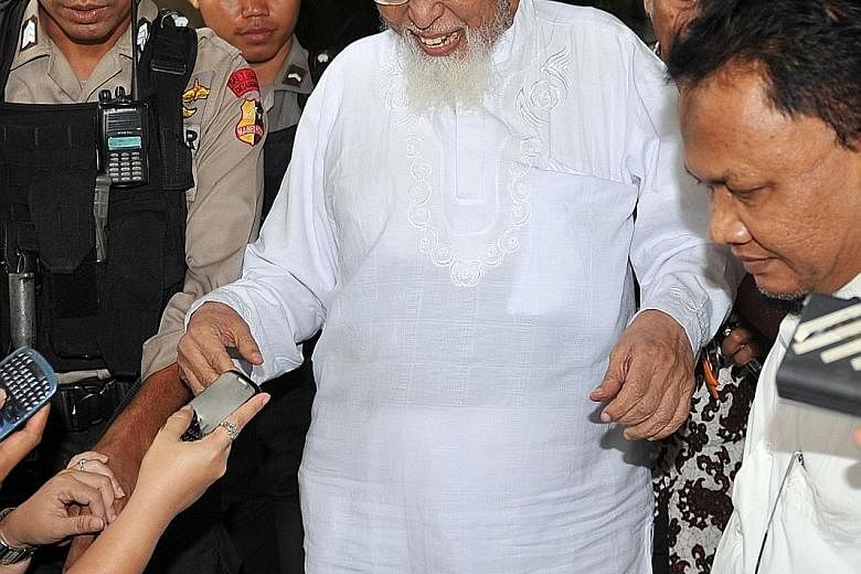 A 2012 file picture of Abu Bakar Bashir, widely regarded as the spiritual leader of terrorist group Jemaah Islamiah, which was behind the 2002 Bali bombings that killed 202 people, 80 per cent of them foreigners.