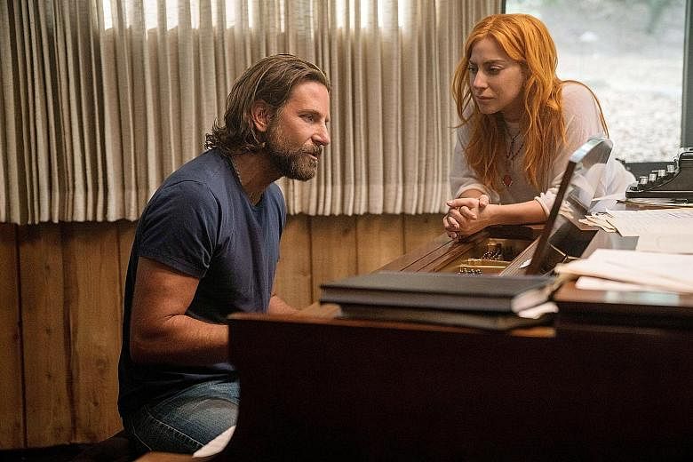 Lady Gaga and Bradley Cooper (above) in A Star Is Born, Olivia Colman (top right) of The Favourite and Rami Malek of Bohemian Rhapsody got acting nods.
