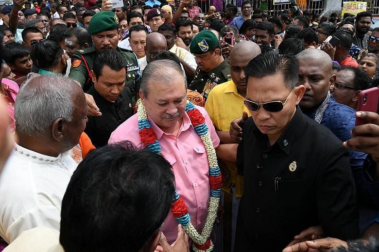 Sultan Ibrahim Sultan Iskandar at Thaipusam celebrations yesterday. Under Malaysia's rotation system in normal circumstances, the head of the Pahang royal household is next in line, followed by the Sultan of Johor.