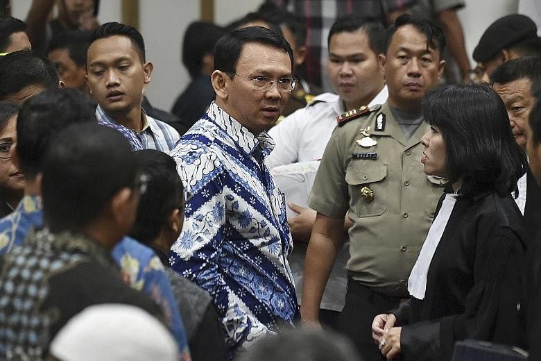 Jakarta's former governor Basuki Tjahaja Purnama, popularly known as Ahok, in this photo taken just after he was sentenced to two years' jail in May 2017 for blasphemy against Islam. His lawyer Teguh Samudera said on Tuesday that Basuki has plans to 