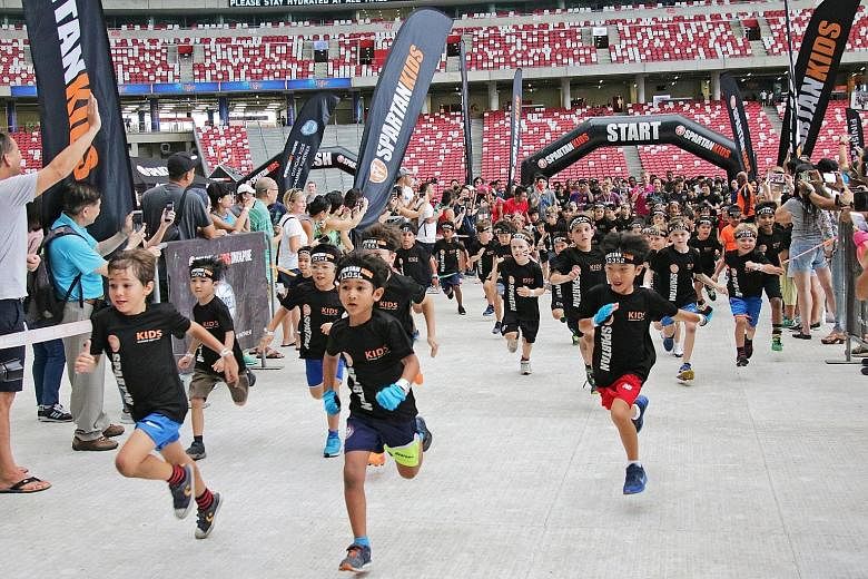 While there were no war cries and swords brandished, the passion and determination of these children were not diminished as they made a dash for it at yesterday's Spartan Kids Race at the National Stadium. The bubbly youngsters, aged four to 13, nego