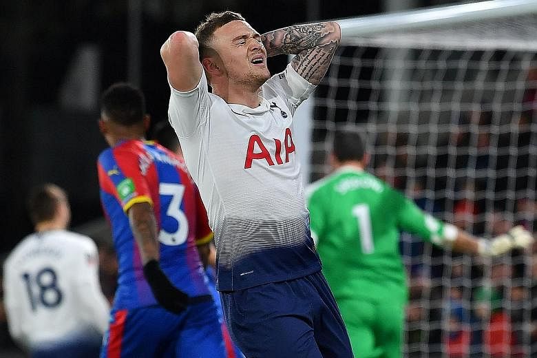 Tottenham defender Kieran Trippier is disappointed after wasting a goalscoring chance against Crystal Palace in their 2-0 FA Cup fourth-round loss on Sunday.