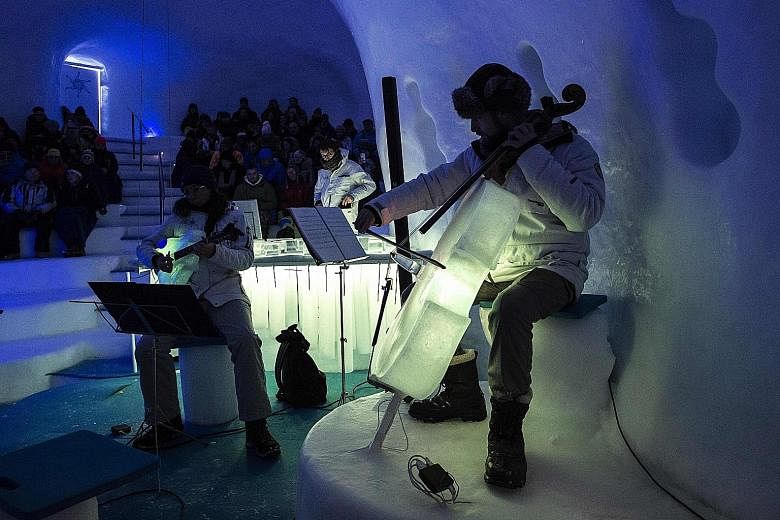 When Mr Tim Linhart started making instruments from ice, they were more likely to explode with a bang than produce music - but things have come a long way since then. Today, the 59-year-old United States-born artist is in charge of an ice orchestra o