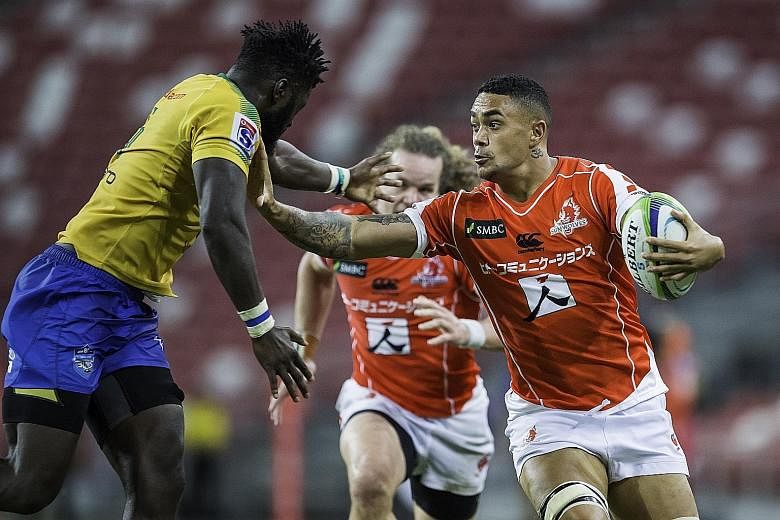 The Sunwolves (in red) will play the Cell C Sharks at the Singapore Sports Hub on Feb 16. They will return for their second game, against the Emirates Lions, on March 23 at the same venue. They played only one match here last year, beating South Afri