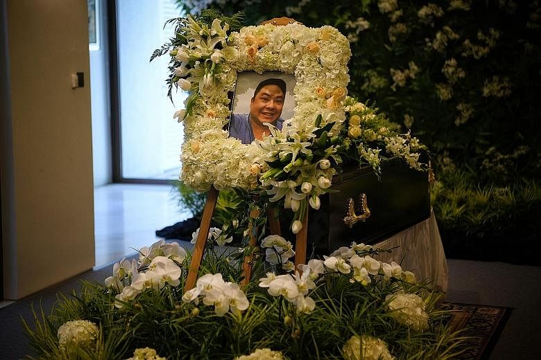 Left: VIPs and celebrities paid their respects at Mr Ben Goi's funeral wake at his home in Bukit Timah. Above: Mr Goi married former Mediacorp actress Tracy Lee in 2017.