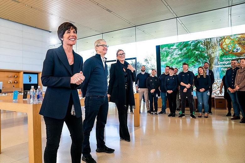 Apple veteran Deirdre O'Brien (left) is replacing Ms Angela Ahrendts, who served as retail chief for about five years.