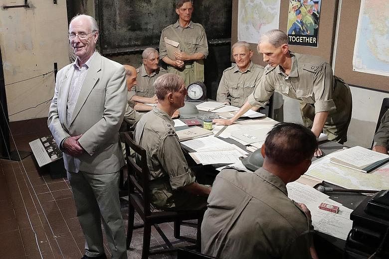 Retired brigadier James Percivalat the Battlebox in Fort Canning on Monday where his father, Lieutenant-General Arthur Ernest Percival, commander of the Allied Forces defending Malaya and Singapore, decided to surrender to the Japanese on Feb 15, 194