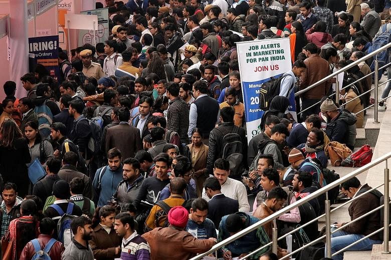 Jobseekers at a New Delhi employment fair last month. The north-south migration is already occurring, with many young labourers from the north moving to the south, attracted by higher wages and plenty of job opportunities.