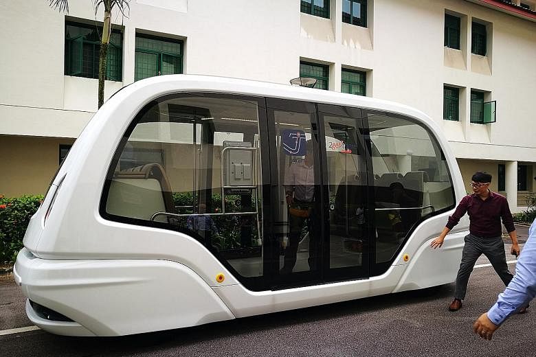 A driverless vehicle being tested at Nanyang Technological University amid Singapore's push to be a smart nation.