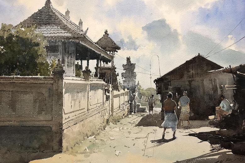 Ong Kim Seng's painting was inspired by a study trip he led in Bali last May. Mount Agung erupted in June, a week after he returned home.