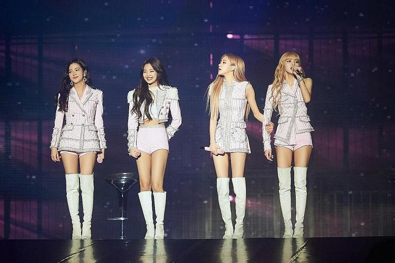 Blackpink members (from left) Jisoo, Jennie, Rose and Lisa during the opening of their concert here last Friday.