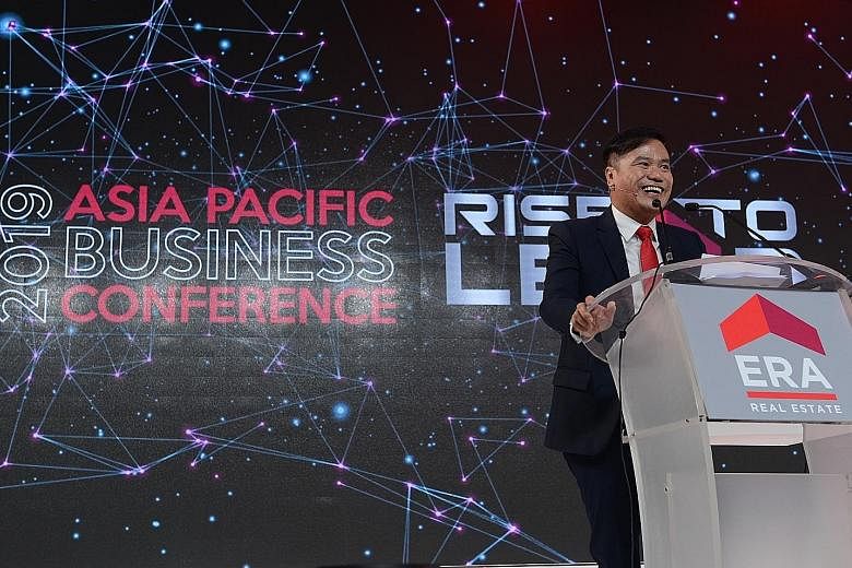 ERA chief executive Jack Chua detailing the property firm's regional expansion at yesterday's ERA 2019 Asia-Pacific Business Conference. ERA started Plush, a service tailored for wealthy buyers, in Singapore last month to help the company's staff bec