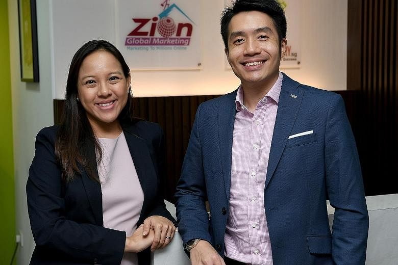 Ms Patricia Lin and Mr Calvin Woon, directors and co-founders of Zion Global Marketing, which is ranked 14th on the list of the fastest-growing enterprises compiled by The Straits Times and Statista.