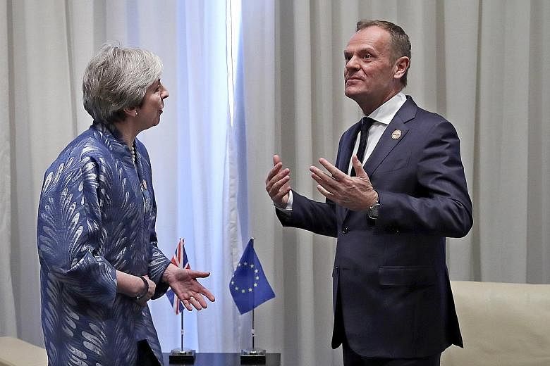 British PM Theresa May and European Council president Donald Tusk meeting on Sunday on the sidelines of an EU-Arab summit in Egypt.