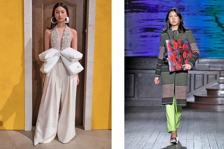 On show on Monday at Paris Fashion Week were designs by French label Jacquemus (above left) and Berlin-based label Ottolinger (above).
