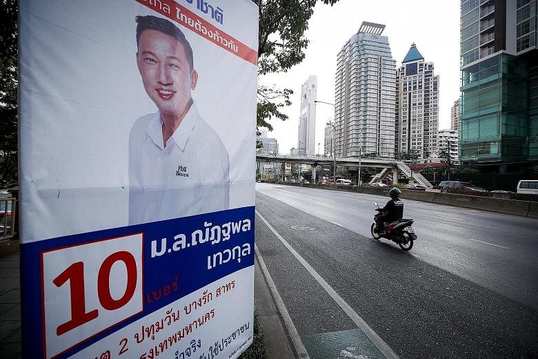 A Thai Raksa Chart Party election poster on the streets of Bangkok. Thailand's Election Commission is seeking to dissolve the party.