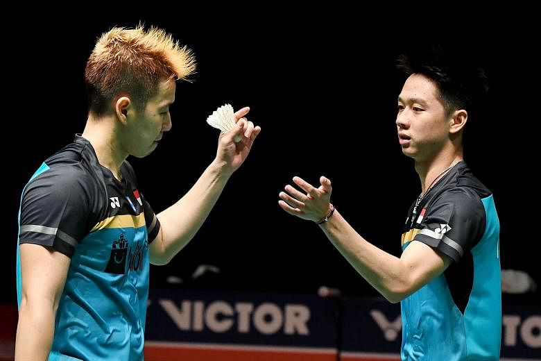 Marcus Gideon (left) and Kevin Sukamuljo will spearhead Indonesia's challenge in the men's doubles at the Singapore Open. The Indonesian contingent will also include Anthony Ginting and Jonatan Christie.