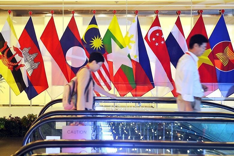 Flags of Asean's 10 member countries and that of the regional grouping at the Asean Summit in Singapore in November last year. The grouping "has always been a cornerstone of Singapore's foreign policy and for our engagement with the region and the re
