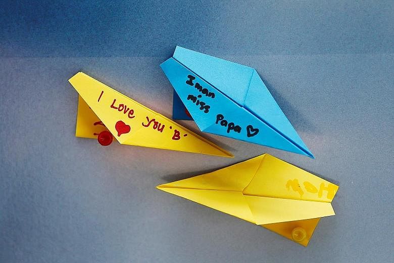A girl with "MH370" painted on her cheek was among those at yesterday's ceremony. A recovered wing flap (left) and messages from families of the missing (below left) were on display. Rafael Gomes (below, right), grandson of missing in-flight supervis
