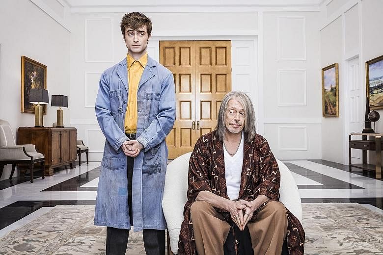 Daniel Radcliffe (left) plays a low-level angel and Steve Buscemi plays a jaded God who has tired of humanity.