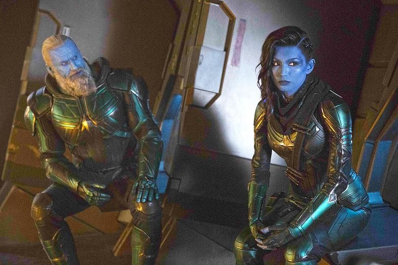 Rune Temte and Gemma Chan in Captain Marvel.
