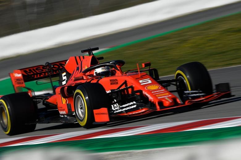 Ferrari's Sebastian Vettel driving during tests at the Circuit de Catalunya, ahead of this year's Formula One season. The season begins in Melbourne in 10 days.