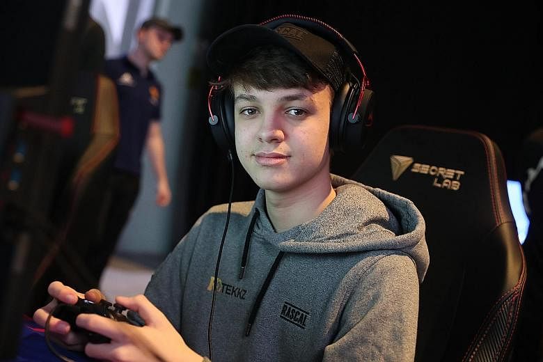 Donovan Hunt, 17, practising for the US$100,000 Fifa Ultimate Team (FUT) Champions Cup which will be held in Singapore from today to Sunday.