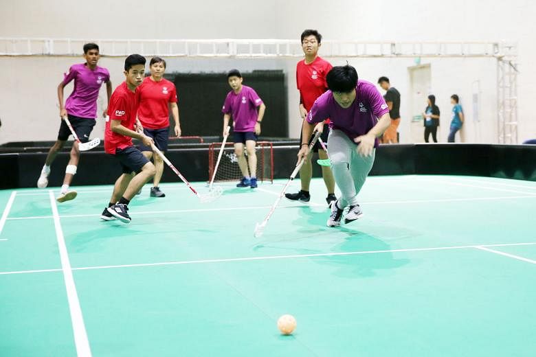 A floorball game at last year's edition of Play Inclusive, co-organised by Special Olympics Singapore and SportCares, with the support of the Ministry of Education. The event drew about 450 students from special education and mainstream schools who t